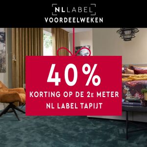 40% korting op iedere 2e meter NL Label tapijt